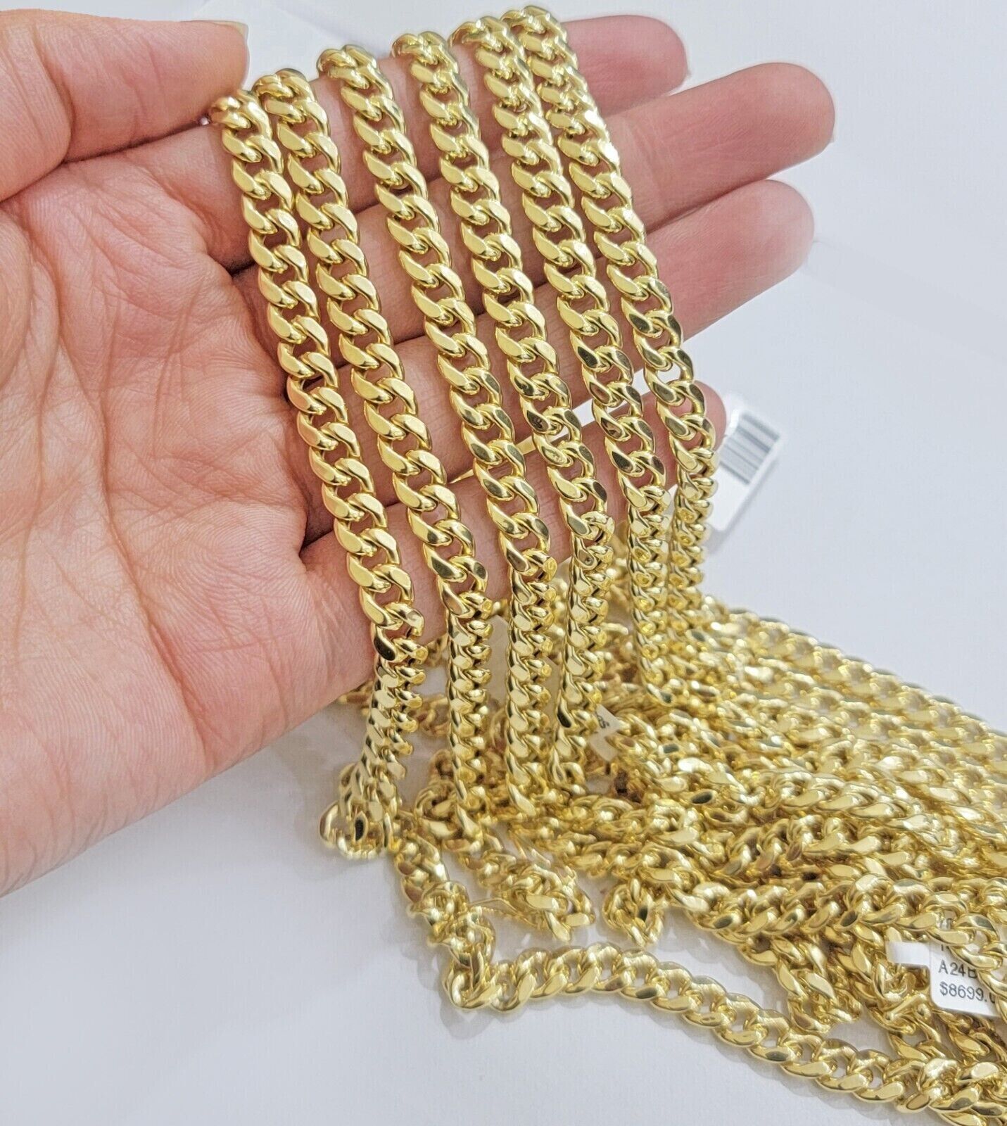 Real 14k Yellow Gold Miami Cuban Link Chain 7mm 26" Necklace Box Lock For Mens