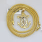 Real 10k Gold Chain Pendant Set Franco Necklace Anchor Cross Charm 2.5mm 18"-24"