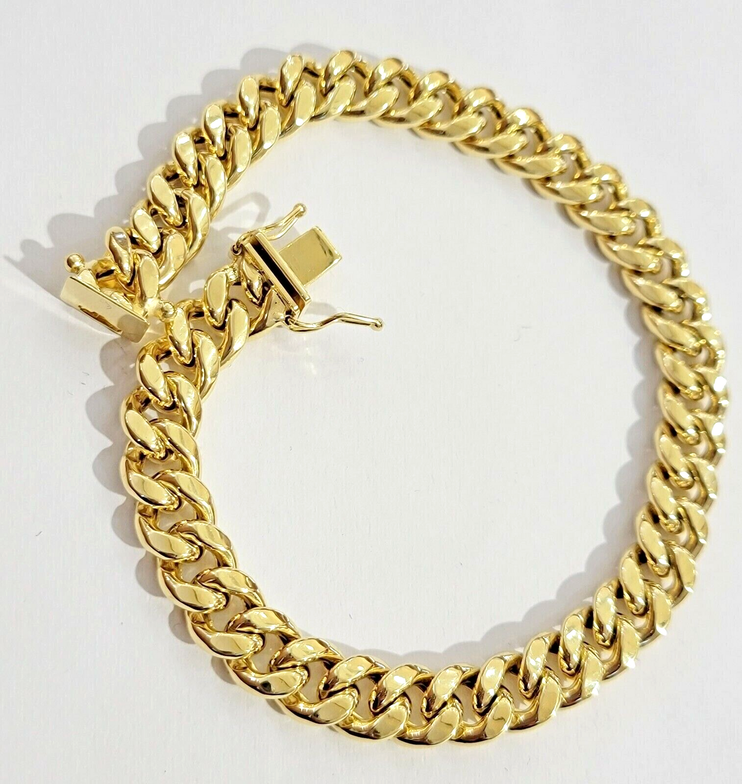 10k Yellow Gold Miami Cuban Link Bracelet 8" inch 9mm Real 10kt Box Lock