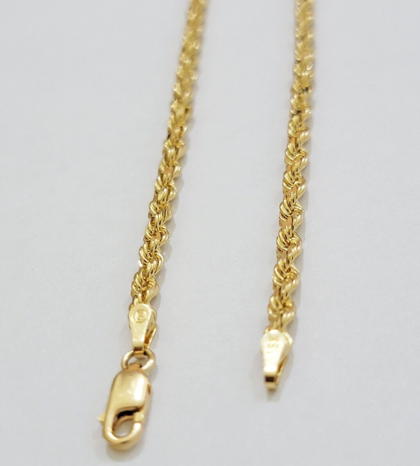 Solid 18k Yellow Gold Necklace Rope Chain 3mm 18'' Inch Real 18kt Men Women SALE