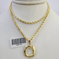 10k Gold Initial O Charm Rope Chain 16"-26" 2.5mm SET Necklace Alphabet Pendant