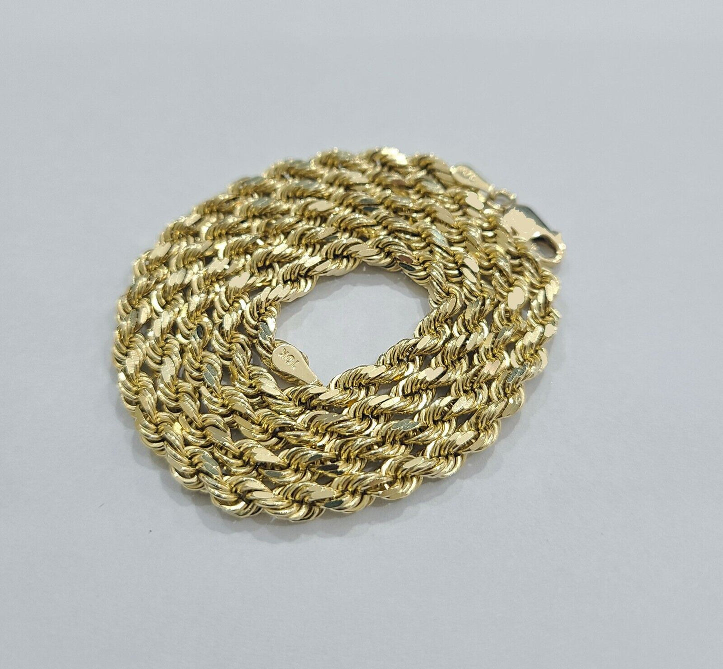 Real 10k Yellow Gold Chain Necklace Rope Chain 4mm 18 inch Solid 10kt Men Women