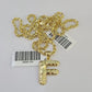 10k Gold Initial F Charm Rope Chain 16"-26" 2.5mm SET Necklace Alphabet Pendant