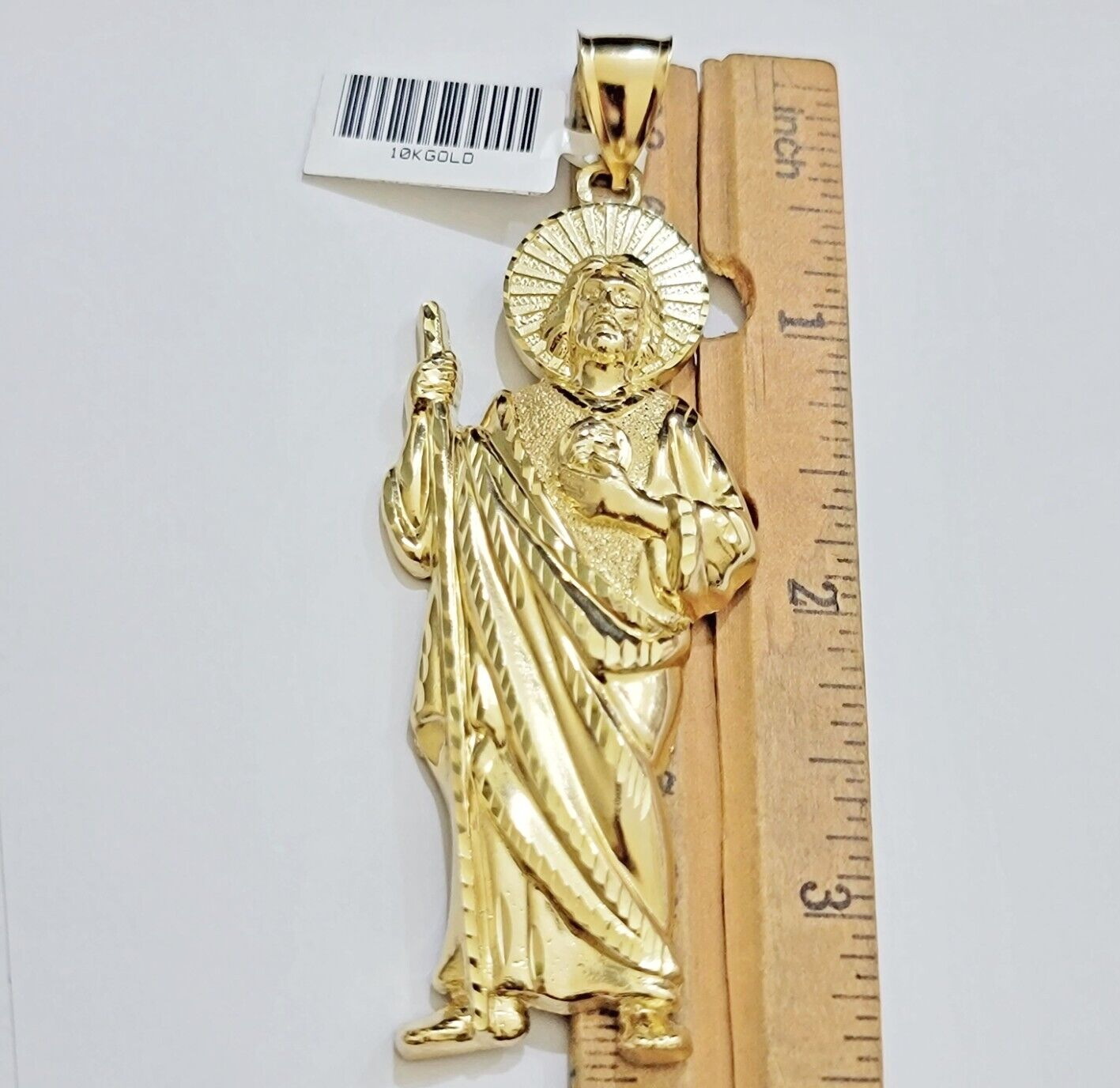 Real 10k Yellow Gold Charm Saint Juda Pendant Men's 5" Inch Jude the Apostle