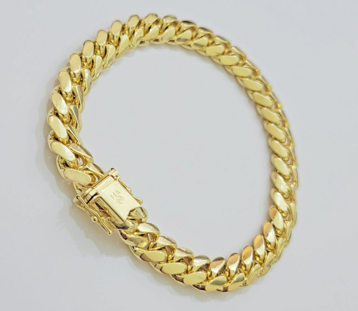 Solid 14k Gold Bracelet 9mm Miami Cuban Link 8.5 inch Mens Real 14kt Yellow Gold