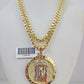 Real 10k Gold Byzantine Chain Jesus Charm Pendant SET 3mm 28 Inch Mens Necklace