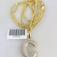 10K Solid Gold Miami Cuban Chain SET Diamond C Initial Charm 18"-26" 2.5mm