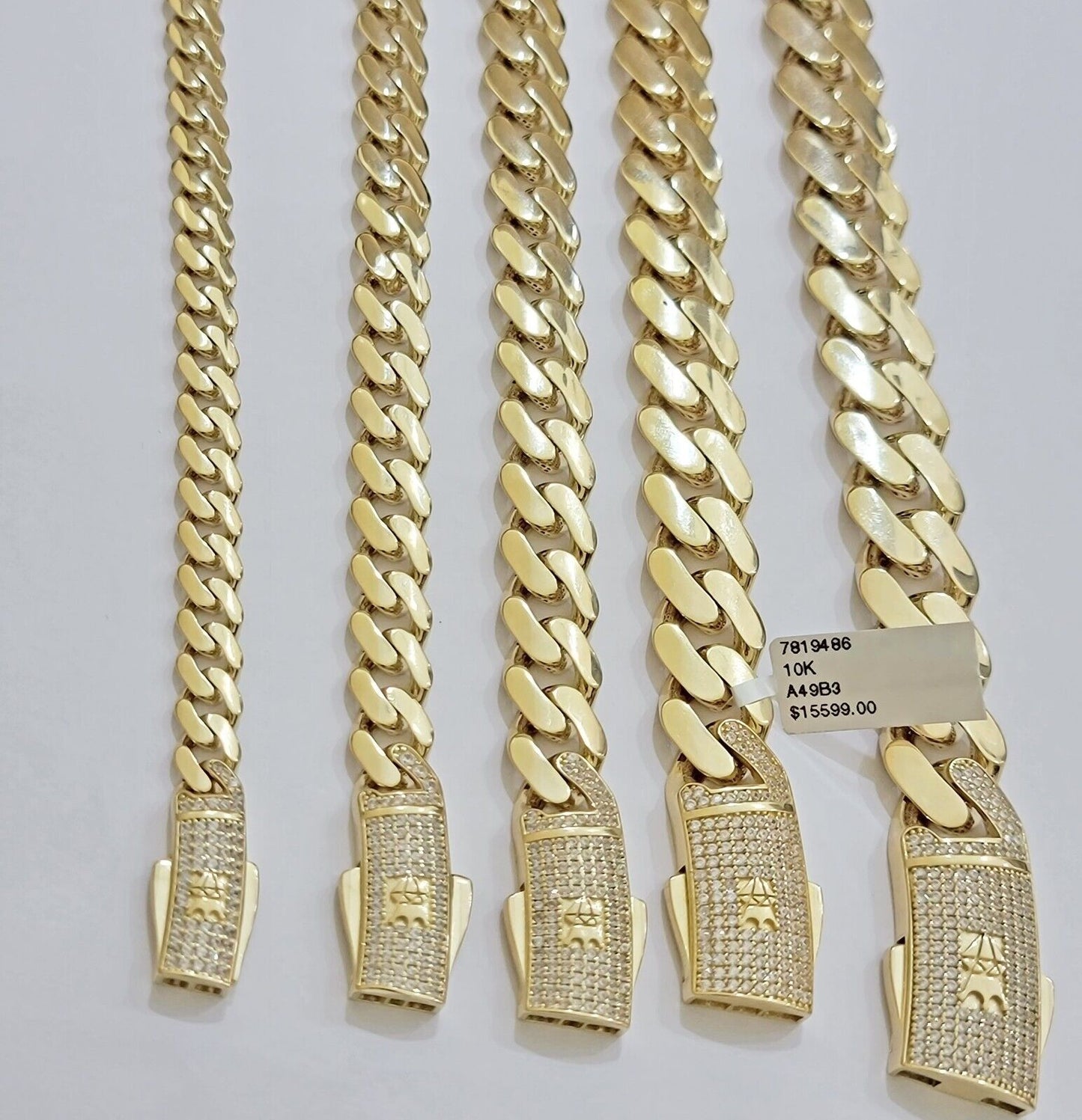 Real 10k Gold Link Chain Necklace Royal Cuban Monaco 7mm 8mm 9mm 11mm 13mm 15mm