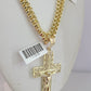 10k Gold Byzantine Chain Necklace Jesus Cross Charm Pendant SET REAL 10kt 3mm