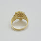 Mens Ring Lion Head REAL 10k Yellow Gold Roaring Lion With Red Eye , 10kt Solid