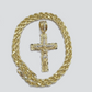 Real 10k Yellow Gold Cross Charm Rope Chain 4mm 18'' Necklace Pendant 10kt Jesus