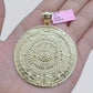 Real 14K Yellow Gold Aztec Calendar Charm Solid Pendant For Chain 14KT Necklace