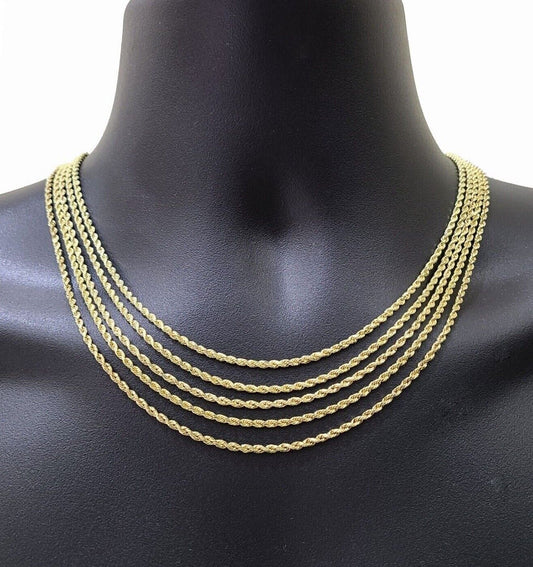 Real 10K Yellow Gold Rope Chain 2mm  Necklace  18-26'' Inches Lobster Lock 10kt