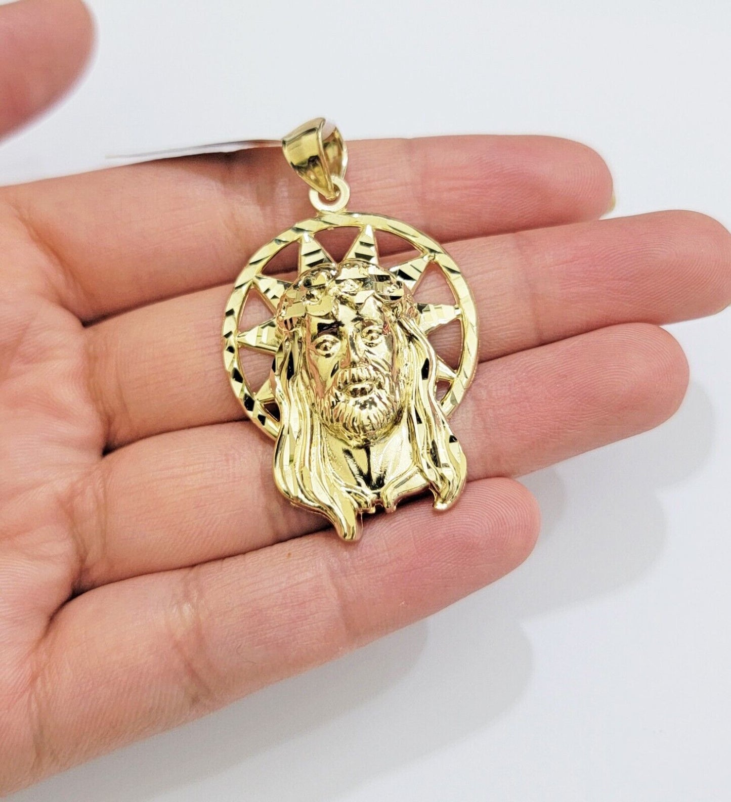 Real 10k Gold Charm Pendant Jesus Head 10kt Yellow Gold Genuine for Men's