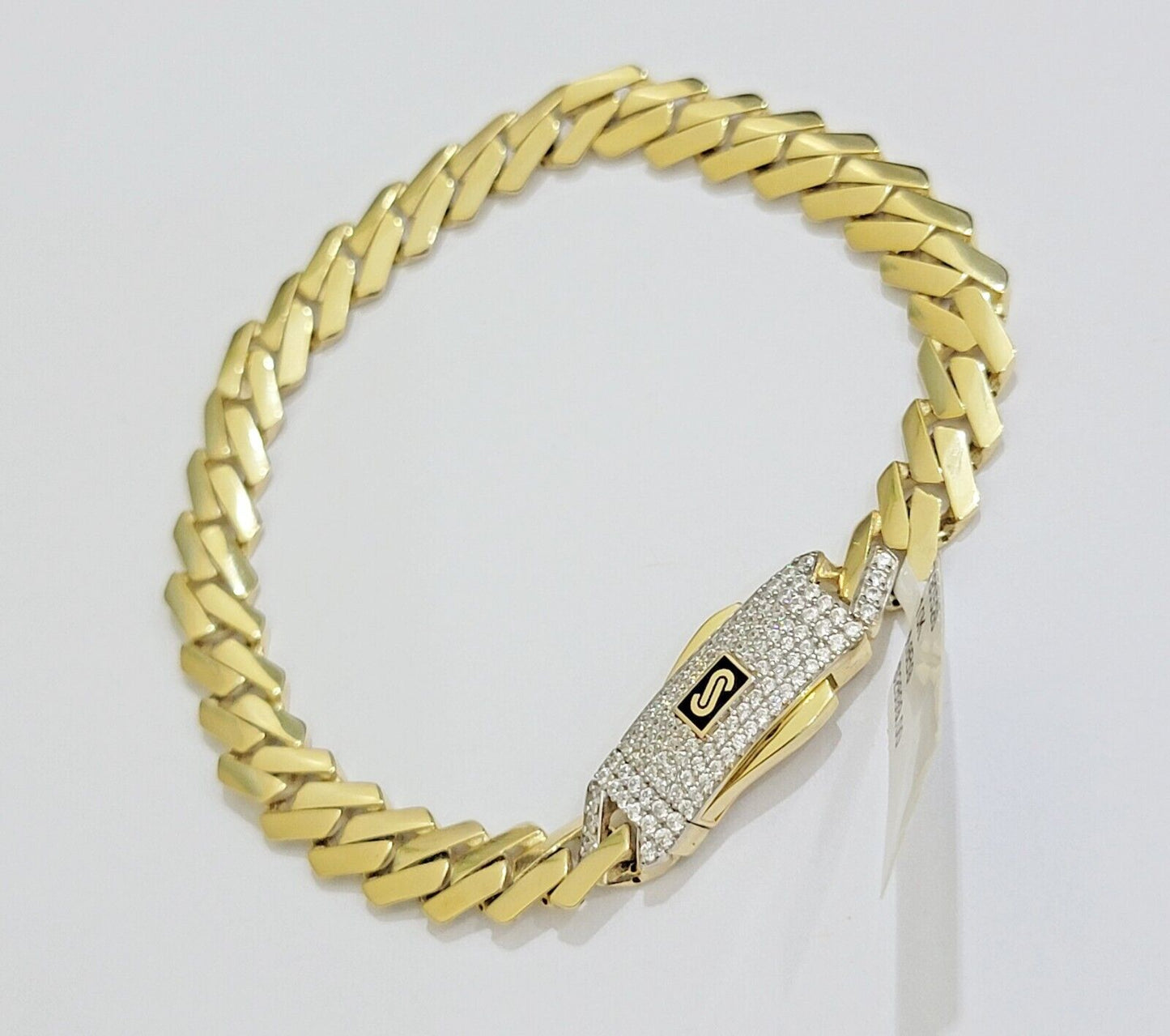 Real 10k Yellow Gold Bracelet Ladies 7.25 Inch 7mm Royal Monaco Cuban Link Women