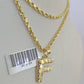 10k Gold Initial F Charm Rope Chain 16"-26" 2.5mm SET Necklace Alphabet Pendant