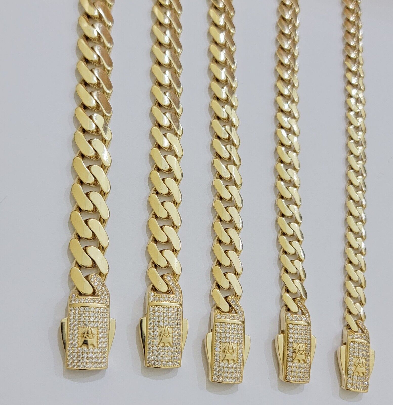 Real 14k Yellow Gold Necklace Link Chain Royal Cuban 7mm- 15mm 20 22 24 26 Inch
