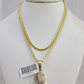 10K Solid Gold Miami Cuban Chain SET Diamond Praying Hands Charm 18"-26" 2.5mm