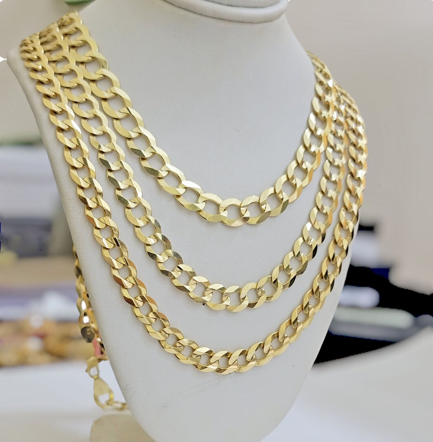 REAL 14k Gold Necklace Cuban Curb Link Chain Mens 9mm-11mm 18-30 Inch SOLID 14kt