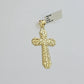 Real 10k Yellow Gold Cross charm Nugget Pendant 2 Inch For Men's 10 KT / AS
