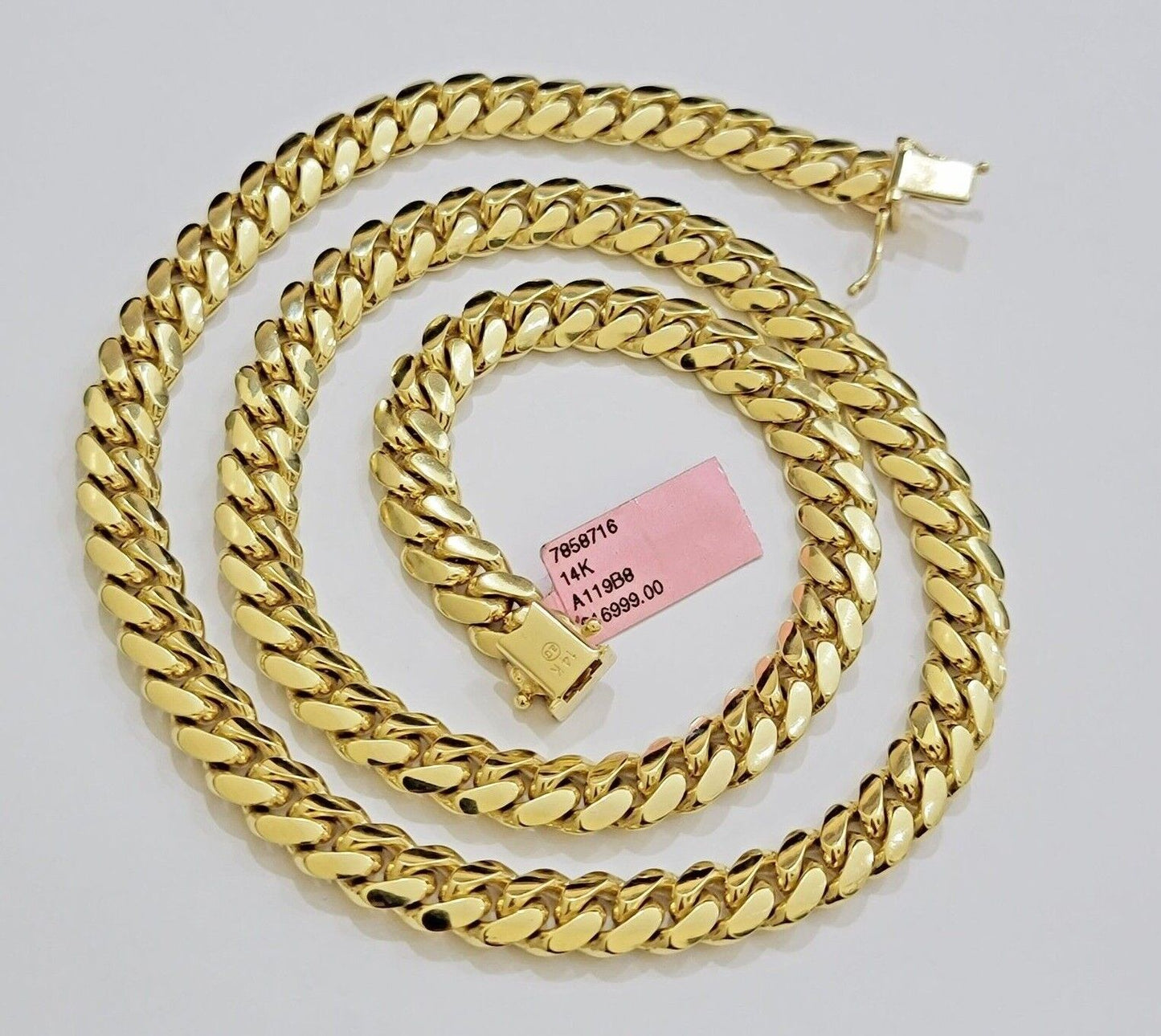 14k Yellow Gold Necklace 8mm Miami Cuban Link Chain 20 - 32 Inch REAL 14kt SOLID