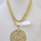 10k Gold Byzantine Necklace Mayan Calendar charm Pendant REAL 10kt Men's SET