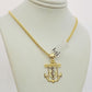 Real 10k Gold Chain Pendant Set Franco Necklace Anchor Cross Charm 2.5mm 18"-24"