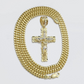 Real 10k Gold Cross Pendant 20 Inch Necklace SET Chain 5mm Miami Cuban Link 10KT