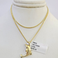 10K Solid Franco Chain Dolphin Pendant Charm Necklace 16"-22" 1mm Gold