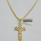 Real 10k Gold Rope Chain Cross SET 3mm 18-30" Inch Necklace Jesus Charm Pendant