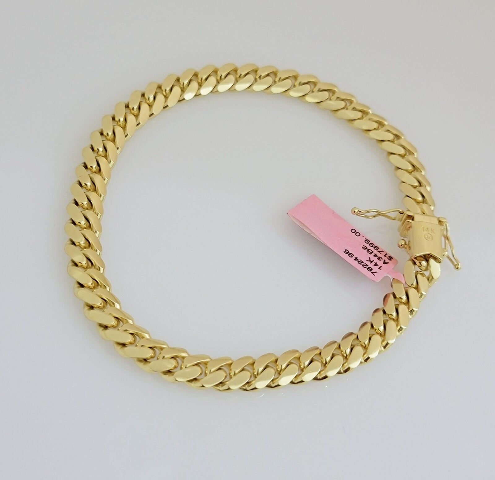 Real 14k Yellow gold bracelet Miami Cuban Link 7mm 8.5 Inch Men's Solid 14kt