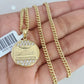 Real 10k Gold Chain Pendant SET Last Supper Charm Miami Cuban Link Necklace 2mm