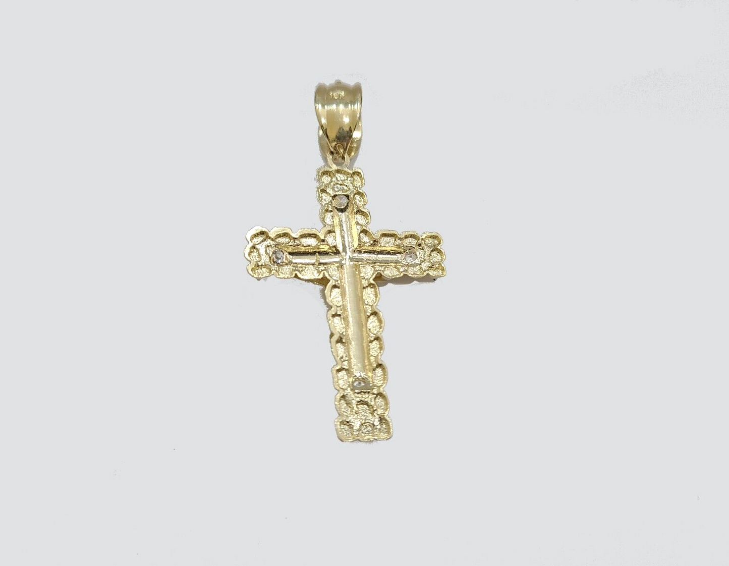 Real 10k Gold Rope Chain Jesus Cross Charm SET 4mm 22'' Necklace & Pendant Men's