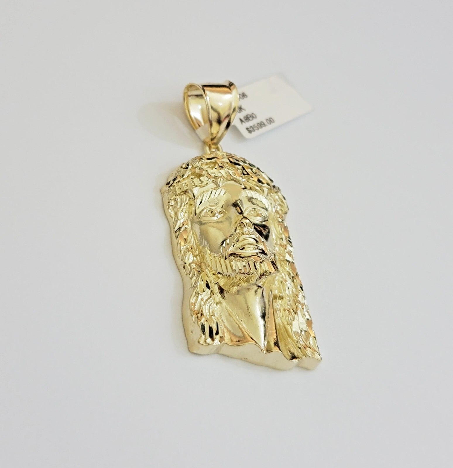 Real 10k Yellow Gold charm Pendant Jesus Head 2 Inch For Men's 10KT / CAL