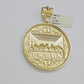 10k Yellow Gold Necklace 22" Franco Chain & Last Supper Charm Pendant SET REAL