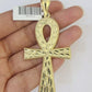 10k Yellow Gold Nugget Ankh Charm Pendant 2.75 Inch For Men's REAL 10KT Gold