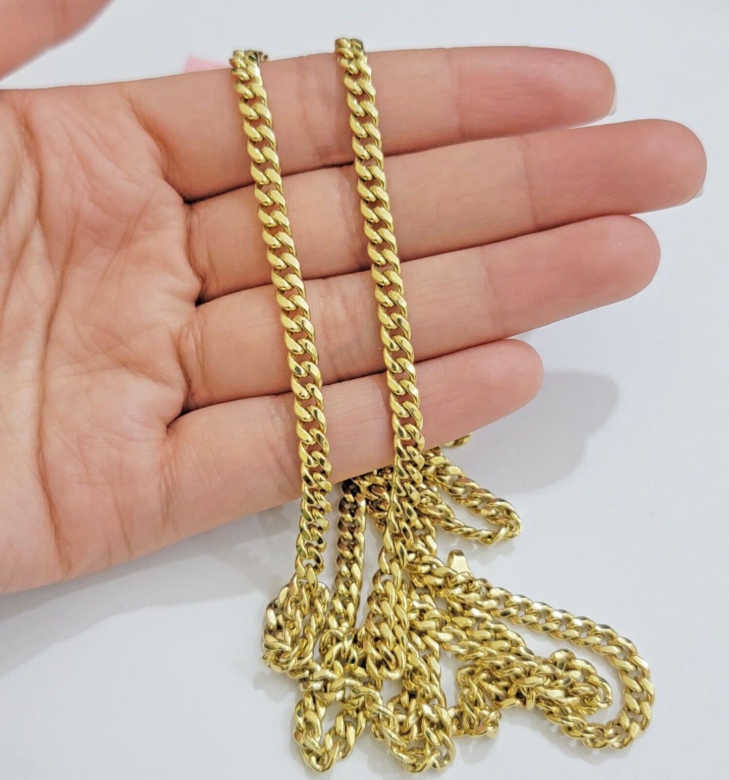 Real 14K Yellow Gold Chain Necklace Miami Cuban Link Chain 4.5mm 18" - 26'' Inch