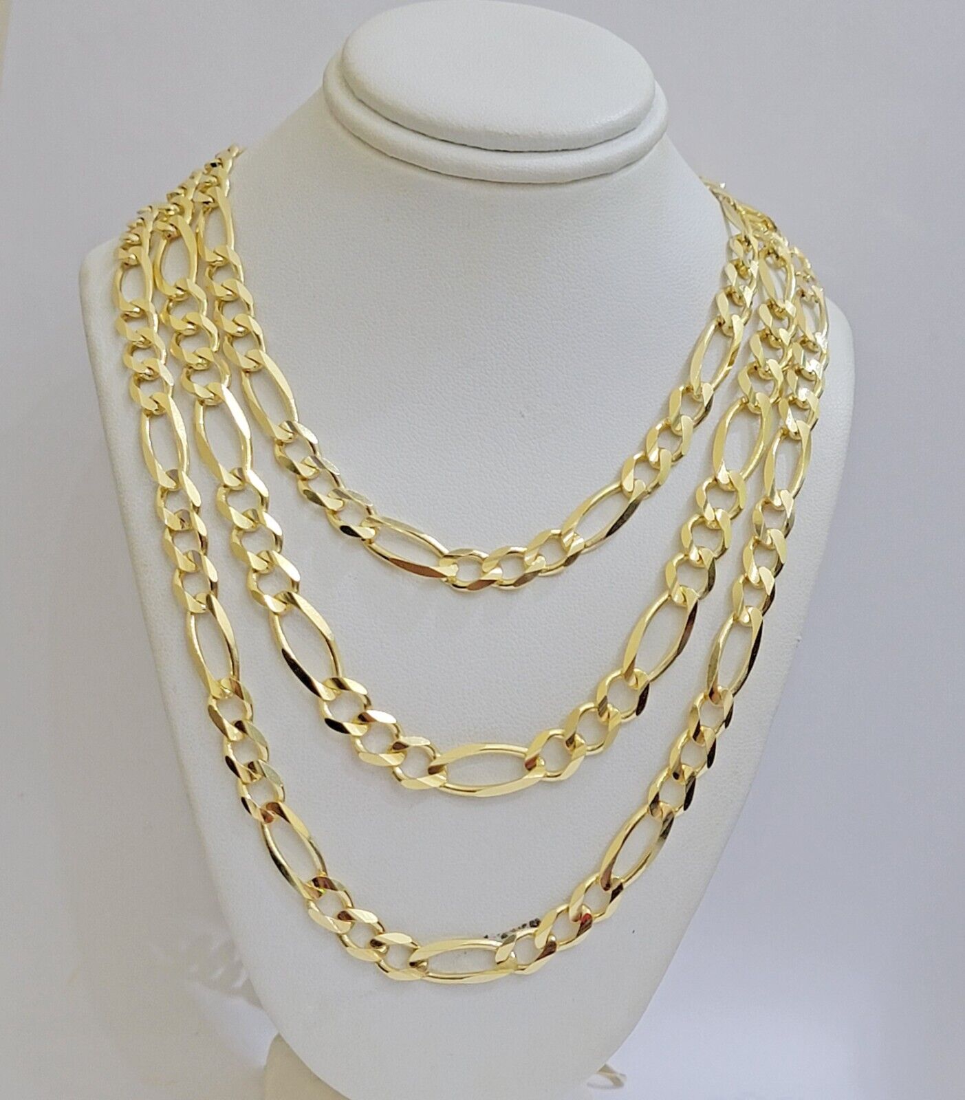 Figaro Link Chain 14k Yellow Gold 7mm Necklace 20 - 30 Inch SOLID 14kt STRONG