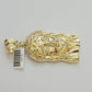 Real 10k Yellow Gold Jesus Face Head Pendant 3 Inch Charm For Men's, 10kt / CAL