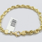 Real 10k Yellow Gold Bracelet 6mm Rope Bracelet Solid 8 inch 10kt Diamond Cuts