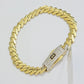 10k Yellow Gold Bracelet Ladies 7.25 Inch Royal Monaco Cuban Link 7mm For Women