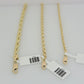 Real 10k Yellow Gold Chain Rope Necklace 3mm 4mm 5mm 18" 20" 22" 24" 26" 28" 30"