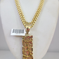 10k Gold Byzantine Chain Nugget Charm Pendant SET REAL 10kt 3mm 18"-28" 10Kt