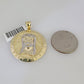Real 10k Gold Byzantine Chain Jesus Charm Pendant SET 3mm 28 Inch Mens Necklace