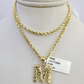 10k Gold Initial M Charm Rope Chain 16"-26" 2.5mm SET Necklace Alphabet Pendant