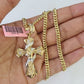 Real 14k Chain Cross Charm Set Miami Cuban Link 4mm Necklace Pendant 20"