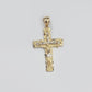 Real 14k Yellow Gold Jesus Crucifix Nugget Cross Charm Pendant 1.5" inch