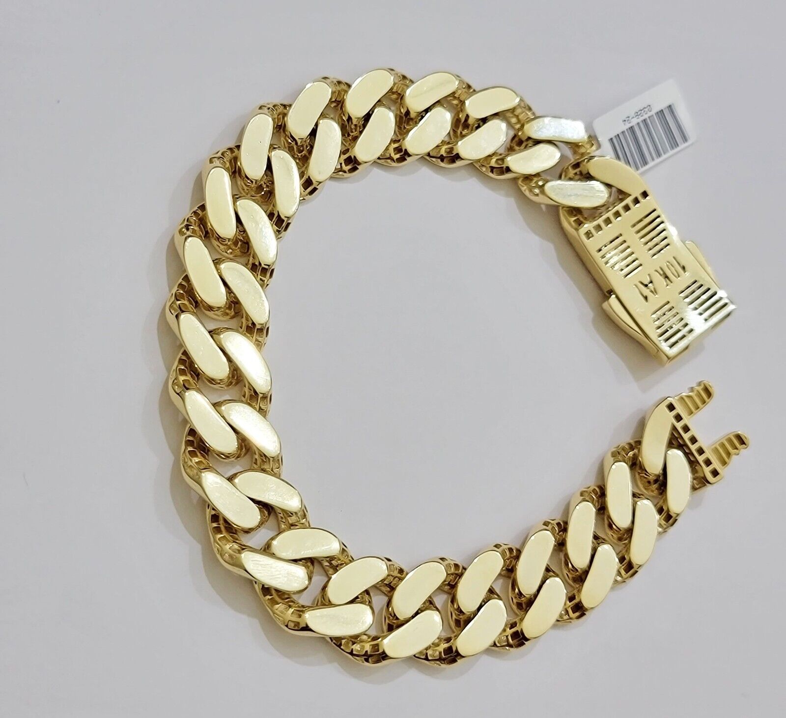 Real 10k Gold Bracelet Mens 9 inch 15mm Royal Cuban Link 10kt Yellow Gd CZ Lock