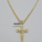 Real 10k Gold Rope Chain Jesus Cross Charm SET 4mm 26'' Necklace & Pendant Men's