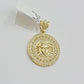 Real 10k Yellow Gold Charm Pendant Medusa Head 1.5" With Stones 10kt for Chain